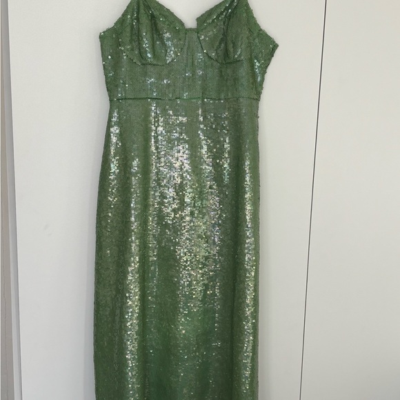 Anthropologie Shimmering Green Sequin Midi Dress - Picture 6 of 6